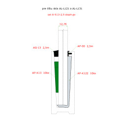 2.5m set pre 12.76mm sklo, k AL profilom 2.5m set pre 12.76mm sklo, k AL profilom